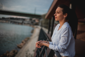 By the river