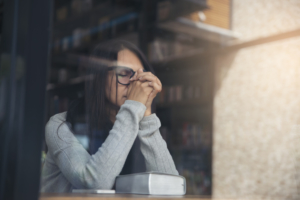 Person side view, Asian Women sad, broken heart and depressed